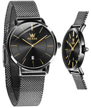Load image into Gallery viewer, OLEVS Watch Women Black Watches for Women Ultra Thin Mesh Womens Watch for Small Wrist Water Resistant Luxury Ladies Watches with Date Analog Quartz Female Elegant Simple Reloj para Mujer