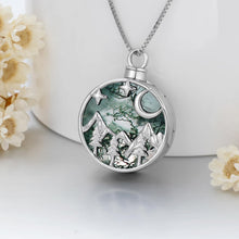 Load image into Gallery viewer, WINNICACA Mountain Range Cremation Jewelry for Ashes Moss Agate Crystal Urn Necklace for Women Mountian Range Memorial Jewelry Gifts