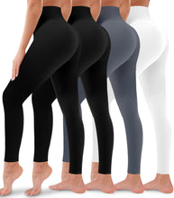 Load image into Gallery viewer, 4 Pack Leggings for Women Butt Lift High Waisted Tummy Control No See-Through Yoga Pants Workout Running Leggings