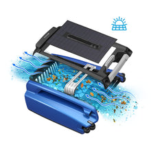 Load image into Gallery viewer, Betta SE Solar Powered Automatic Robotic Pool Surface Skimmer Cleaner with 24/7 Continuous Cleaning Battery Power and Re-Engineered Twin Salt Chlorine Tolerant Motors (Blue)