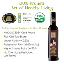 Load image into Gallery viewer, Pruneti Frantoio - Robust Organic 2023-24 Early Harvest Italian Olive Oil Extra Virgin from Tuscany, Italy - Polyphenol Rich 500+ mg/kg, Gold Winner, First Cold Pressed - 16.9 fl oz