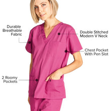 Load image into Gallery viewer, Dagacci Medical Uniform Womens and Mens Scrub Set Unisex Medical Scrub Shirt Top and Pant, Hot Pink, Medium,