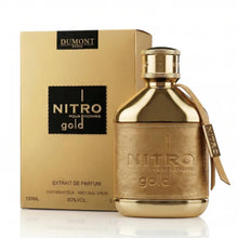 Load image into Gallery viewer, Dumont Nitro Gold & Nitro Elixir Extrait De Parfum 100ml (3.4 Oz Each) – Long Lasting Perfume Combo for Men & Women – Citrus Woody Amber & Warm Spicy Fragrance – Luxury Scent Set – Pack of 2