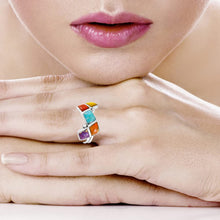 Load image into Gallery viewer, Turquoise Ring Sterling Silver 925 Genuine Gemstones Size 6 to 11 (Multi) (7)