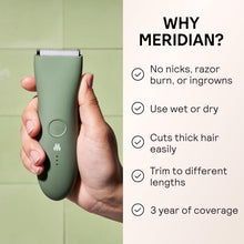 Load image into Gallery viewer, MERIDIAN The Trimmer Original - Body Hair Trimmer for Men, Electric Shaver for Pubic Hair, Chest, Legs & Bikini, Waterproof & Rechargeable, Sage
