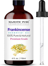 Load image into Gallery viewer, MAJESTIC PURE Frankincense Essential Oil with Glass Dropper | 100% Pure and Natural Frankincense Oil | Premium Grade Essential Oils for Diffusers, Skin, Aromatherapy, Massage | 4 Fl Oz