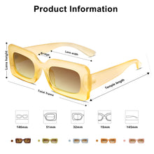 Load image into Gallery viewer, SOJOS Retro 90s Nude Rectangle Sunglasses Womens Mens Trendy Chunky Glasses Gradient Yellow Frame Yellow Lens