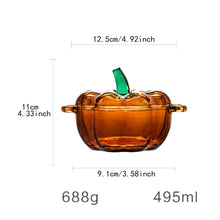 Load image into Gallery viewer, AFXGUSD Glass Candy Dish with Lid, Halloween Pumpkin Shaped Bowl, Food Storage Canister for Dried Fruit Snack, Decorative Candy Jar for Halloween Thanksgiving Fall Harvest Party, Orange