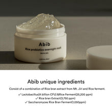 Load image into Gallery viewer, Abib Rice Probiotics Overnight Mask Barrier Jelly 2.71 fl oz I Intensive Hydrating Nourishing for Skin Barrier, Bouncy Skin Texture, Less Stress