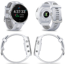 Load image into Gallery viewer, Wearable4U - Garmin Forerunner 965 Premium GPS Running and Triathlon 47mm Smartwatch with AMOLED Touchscreen Display, Titanium Bezel with Whitestone Silicone Band with White Earbuds Bundle