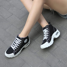 Load image into Gallery viewer, NCNDB Womens Canvas Sneakers High Top Lace up Casual Walking Shoes Air Cushion Sneakers Size 8.5 Black