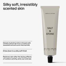 Load image into Gallery viewer, Salt & Stone Body Lotion for Women & Men | Hydrates, Nourishes & Softens Skin | Restores Dry Skin | Fast-Absorbing | Cruelty-Free & Vegan (100 ml) (Santal & Vetiver)