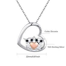 Load image into Gallery viewer, KINGWHYTE Owl Jewelry S925 Sterling Silver Double Owl Necklace Love Heart Pendant Owl Gifts for Women Owl Lover