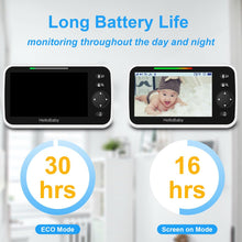 Load image into Gallery viewer, HelloBaby No WiFi Baby Monitor 5" Screen 30-Hour Battery Pan-Tilt-Zoom Video Upgrade with Camera and Audio, Night Vision, VOX, 2-Way Talk, 8 Lullabies and 1000ft Range, HB6550