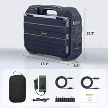 Load image into Gallery viewer, BROWEY 1600W (3200W Peak) Portable Power Station, 1024Wh LiFePO4 Battery with Built-in Solar Panel, 100W USB-C PD, Solar Generator for Camping, RV, Home Backup, Emergency (Dark Blue)