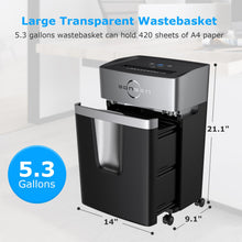 Load image into Gallery viewer, BONSEN 12-Sheet Micro Cut Paper Shredder for Home Office Use, High Security Level P-4 /55dB Ultra-Quiet/40-Minutes Shredding Shreds Credit Card/Staples, 5.3-Gallons Pullout Bin (S3106)