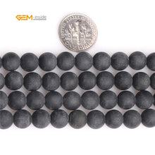 Load image into Gallery viewer, GEM-Inside 8mm Natural Black Tourmaline Gemstone Frosted Matte Rond Spacer Loose Beads for Jewelry Making 15"