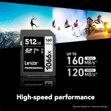 Load image into Gallery viewer, Lexar 512GB Professional 1066x SDXC Memory Card, UHS-I, C10, U3, V30, Full-HD & 4K Video, Up To 160MB/s Read, for DSLR and Mirrorless Cameras (LSD1066512G-BNNNU)