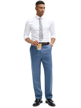 Load image into Gallery viewer, Comdecevis Mens Classic Fit Dress Pants Wrinkle-Resistant Trousers with Pockets for Work,Golf,Business,Casual Blue 36×28