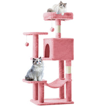 Load image into Gallery viewer, Sweetcrispy 44 Inch Cats Tree Tower, Cat Climbing Tower with Natural Sisal Scratching Posts, Hammock, Pet Condo for Indoor Cats and Kittens Play, Pink
