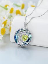 Load image into Gallery viewer, TOUPOP Peridot August Birthstone Necklace for Women White Gold 925 Sterling Silver Tree of Life Pendant Necklaces with Crystal Birthday Irish Celtic Jewelry for Wife Girlfriend Mom