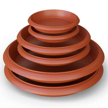 Load image into Gallery viewer, LOOPSEED Plant Saucer 6 Pack Drip Trays Planter Pot Base Heavy Duty Plastic Drainage Tray for Indoor Houseplants Outdoor Garden 5 inch 8 inch 11 inch 3 Sizes 2 Each Round (Terracotta)