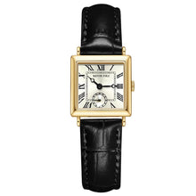 Load image into Gallery viewer, FFKJDM Women's top Layer Cowhide Strap Watch Exquisite and Elegant Women Classic Retro Square Women's Quartz Watch Gift for her (glod, Black)