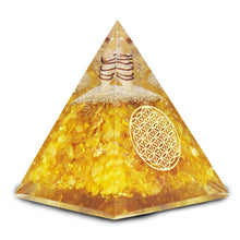 Load image into Gallery viewer, Real Crystal Citrine Orgonite Pyramid, Healing Crystal Pyramid, Pyramid Crystal Gemstone Pyramid for Meditation, Motivation, Positivity - Handmade in India