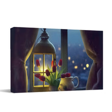 Load image into Gallery viewer, Afusvoe Living Room Decor, Lighted Candle Tulips Picture Print Canvas Decorative Painting, Floral Themed Prints Posters, Bedroom Home Wall Decoration (Unframed,12x16inch)