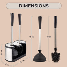 Load image into Gallery viewer, UMIEN Toilet Brush and Plunger Set - Stainless Steel Plunger and Toilet Brush Combo with Freestanding Canister - Modern and Sleek Bathroom Cleaning Accessories