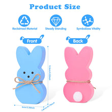 Load image into Gallery viewer, Easter Décor, 4 Pcs Wooden Peep Bunny Decorations for Tiered Tray, Mantel, Farmhouse, Cute Spring Signs for Home, Office, Party Supplies