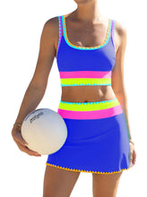 Load image into Gallery viewer, popvil High Waisted Bikini Sets for Women Tummy Control Swimsuits 3 Piece Bathing Suits Neon Swimwear with Skirt 2026 RoyalBlue S
