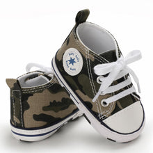 Load image into Gallery viewer, KKIIDDSS Unisex Baby Girls Boys Canvas High-top Shoes, Newborn Infant Anti-Slip Soft Sole Frist Walking Sneakers (A03/Army Green,6-12 Months)
