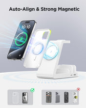 Load image into Gallery viewer, Charging Station for iPhone,5 in 1 Wireless Charger Stand Dock for Apple: Mag-Safe Charging Station for Multiple Devices Apple iPhone 16 15 14 13 12 Pro Max Plus Apple Watch iWatch Magnetic(White)