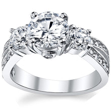 Load image into Gallery viewer, Metal Masters 1.50 Carat Round Cubic Zirconia Past, Present, Future Sterling Silver 925 Wedding Engagement Ring 7