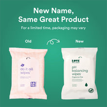 Load image into Gallery viewer, Love Wellness pH Balancing Wipes for Women | Feminine Hygiene for Cleansing with Aloe Vera | Fragrance-Free Intimate Health | Moisturizing, Soothing & Calming for Sensitive Skin | Travel Size | 3-Pack