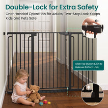 Load image into Gallery viewer, Cumbor 36" Extra Tall Baby Gate for Stairs, 30.4-56.8" Extra Wide Dog Gate Indoor, Dual Lock & Self-Closing Child Gate for Doorways, Hallways & Large Opening, Safety Baby Proofing for the House, Black
