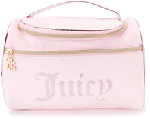 Load image into Gallery viewer, Juicy Couture Pink Makeup Bag Cosmetics Organizer Travel Essentials Hanging Duffel Velour Rhinestones