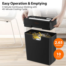 Load image into Gallery viewer, VidaTeco Shredder for Home Use 6-Sheet Strip Cut Paper Shredder,Also Shred Card/Staple,Small Mini Document Shredding Machine for Office with Patented Jam Proof,Portable for Home,2.65-Gal Bin