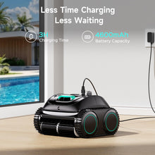 Load image into Gallery viewer, (2026 Upgrade) WYBOT C1 Cordless Robotic Pool Vacuum for Inground Pools, Above Ground Pool Cleaner 4-in-1 Wall & Waterline Cleaning Up to 1,614sq.ft, 150mins Smart Navigation, App Support, Black