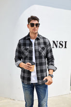 Load image into Gallery viewer, Alex Vando Mens Button Down Shirts Regular Fit Long Sleeve Casual Plaid Flannel Shirt.Grey/Black,L