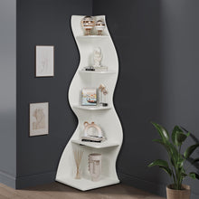 Load image into Gallery viewer, Tribesigns Corner Shelf, Modern 5-Tier Wall Corner Bookshelf, Stylish Corner Small Bookcase Storage Rack Plant Stand with Unique Shape for Living Room, Home Office, (1PC, White)