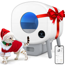 Load image into Gallery viewer, Cumrige Self Cleaning Litter Box, Large Capacity Automatic Cat Litter Box Self Cleaning for Cats, App Control,Safety Protection, 2 Roll Garbage Bags,White & Grey