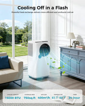 Load image into Gallery viewer, Portable Air Conditioners 16000 BTU 6-in-1 Smart AC Unit with WiFi App for Large Rooms up to 750 Sq. Ft., Quiet 45dB Sleep Mode 24H, Child Lock, Dehumidifier Fan, Perfect for Bedroom Home Office