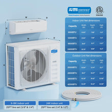 Load image into Gallery viewer, ROVSUN 4 Zone 38000 BTU (12K/12K/12K/12K) Mini Split AC/Heating System, 20 SEER2 Quad Zone Ductless Wall Mounted Air Conditioner with Pre-Charged Condenser, Heat Pump & 25Ft Line Set, 208-230V