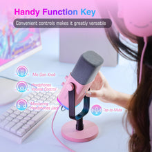 Load image into Gallery viewer, FIFINE XLR/USB Microphone, Gaming Recording PC Microphone with Headphones Jack, Mute Button, Dynamic RGB Mic for Computer, Streaming Mic for Podcasting Voice-Over YouTube Video-AmpliGame AM8 Pink