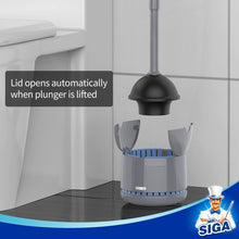 Load image into Gallery viewer, MR.SIGA Toilet Plunger with Holder, Heavy Duty Plunger with Sturdy Handle for Toilet Cleaning, Gray