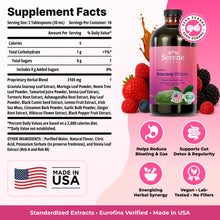 Load image into Gallery viewer, Serene Herbs Soursop Bitters Liquid with Soursop Leaves for Gut Cleanse, Detox & Immune Boost with Black Seed, Moringa, Irish Moss, Ashwaganda, Turmeric, 16 fl oz (16 Fl Oz (Pack of 1), Mixed Berry)