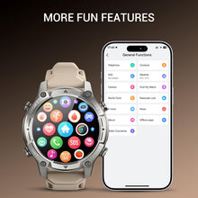 Load image into Gallery viewer, Men's Outdoor Smartwatch, Standalone GPS & Offline Maps, 5ATM Waterproof, 1.43" AMOLED, 4GB Memory, 178 Sports Modes, Compass, Heart Rate/SpO2/Stress/Sleep Monitor, Compatible Android and iOS Khaki