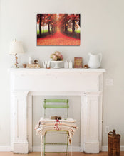 Load image into Gallery viewer, ZHSMYUP LED Wall Art Red Maple Forest Autumn Maple Leaves and Road Landscape Canvas Pictures Wall Decorations for Living Room Bedroom Kids Room Home Office Decor 15.8x11.8inch